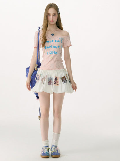 Childlike Print High Waist Slimming Pocket Skirt【s0000017078】