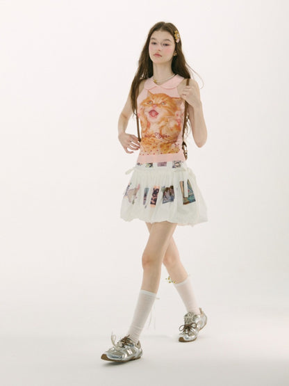 Childlike Print High Waist Slimming Pocket Skirt【s0000017078】