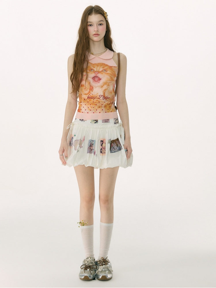 Childlike Print High Waist Slimming Pocket Skirt【s0000017078】