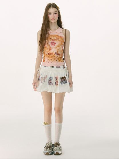Childlike Print High Waist Slimming Pocket Skirt【s0000017078】