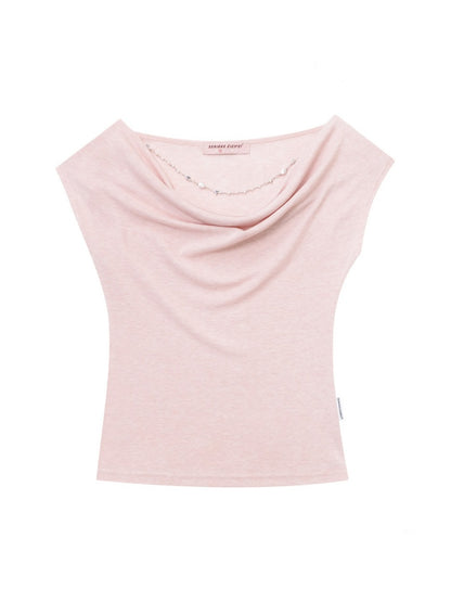 Lazy Swing Collar Chain Decoration Short Sleeve T-Shirt【s0000017084】