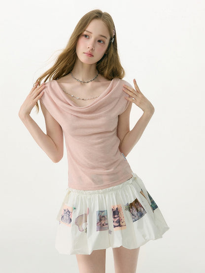 Lazy Swing Collar Chain Decoration Short Sleeve T-Shirt【s0000017084】