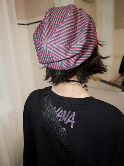 Chemical Girl×NANA Co-Branded Pinstripe Guitar Print Rivet Stack Cap【s0000017086】
