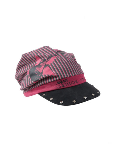 Chemical Girl×NANA Co-Branded Pinstripe Guitar Print Rivet Stack Cap【s0000017086】