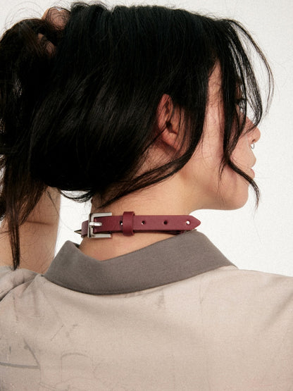 Chemical Girl×NANA Co-Branded Punk Graphic Printed Metal Rivet Leather Choker 【s0000017089】