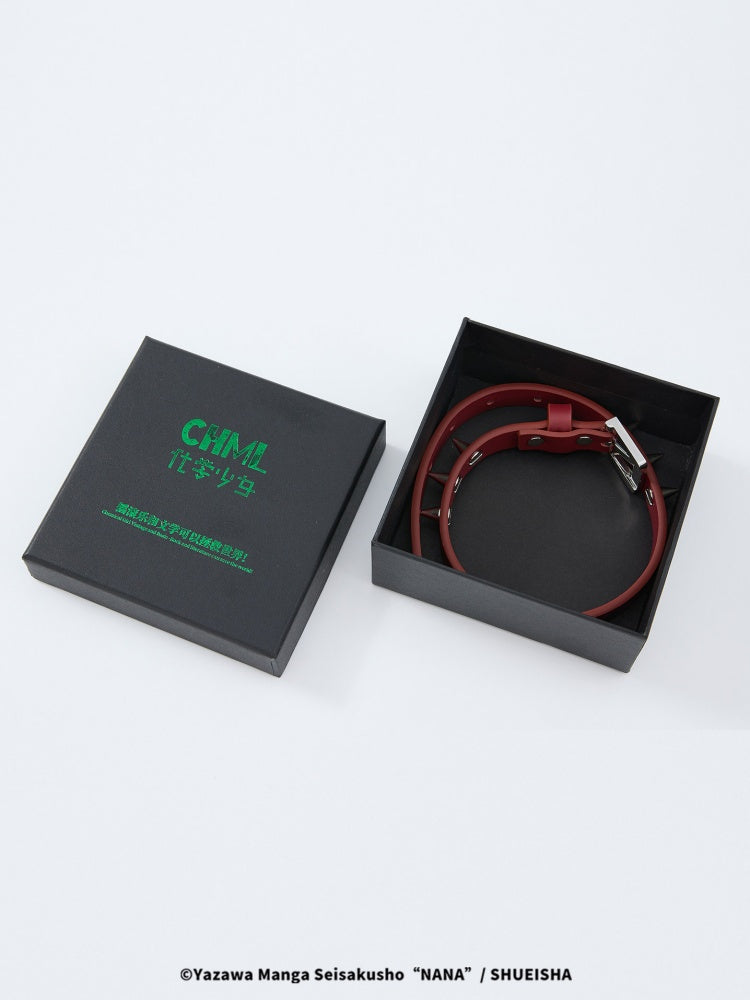 Chemical Girl×NANA Co-Branded Punk Graphic Printed Metal Rivet Leather Choker 【s0000017089】