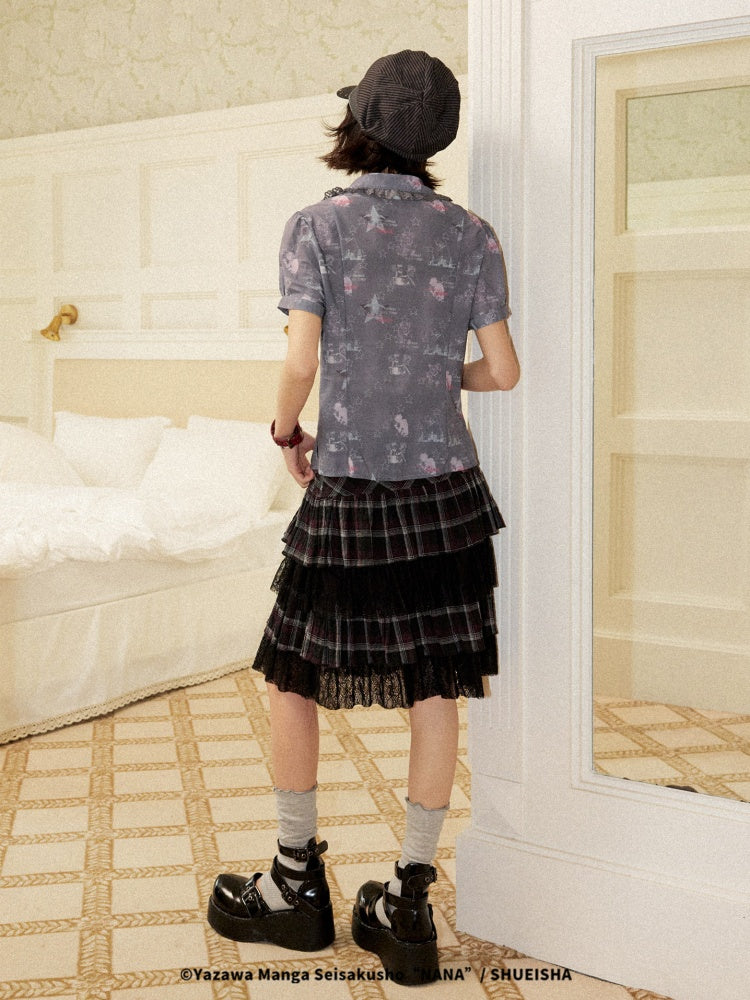 Chemical Girl×NANA Co-Branded Full Print Lace Short-Sleeved Shirt【s0000017091】