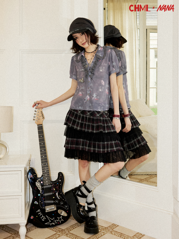 Chemical Girl×NANA Co-Branded Full Print Lace Short-Sleeved Shirt【s0000017091】