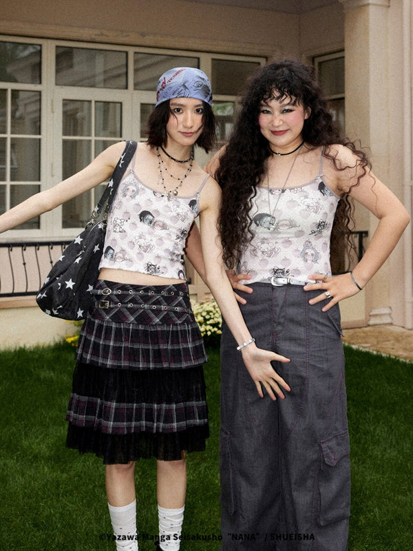 Chemical Girl×NANA Co-Branded Strawberry Floral Polka Dot Bow Character Print Camisole【s0000017096】