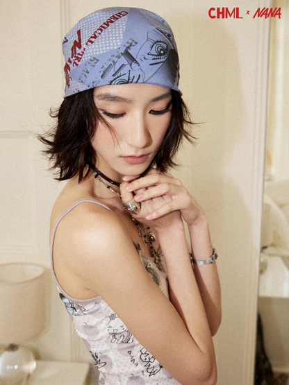 Chemical Girl×NANA Co-Branded Multi-Colored Portrait Print Square Scarf【s0000017097】