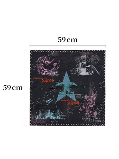 Chemical Girl×NANA Co-Branded Multi-Colored Portrait Print Square Scarf【s0000017097】