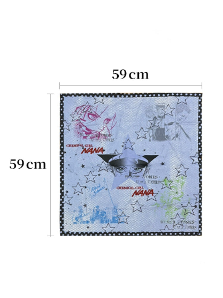 Chemical Girl×NANA Co-Branded Multi-Colored Portrait Print Square Scarf【s0000017097】