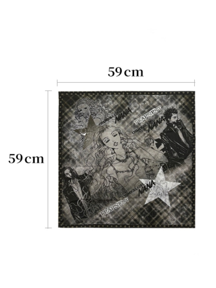 Chemical Girl×NANA Co-Branded Multi-Colored Portrait Print Square Scarf【s0000017097】