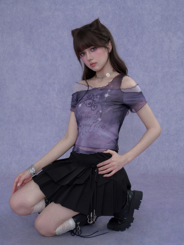 Double-Layer Lace-Up Pleated Skirt【s0000017102】