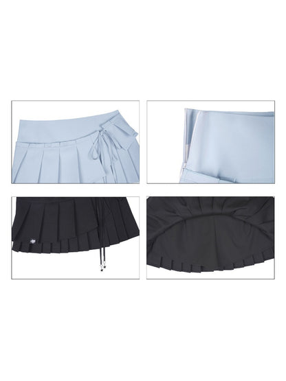 Double-Layer Lace-Up Pleated Skirt【s0000017102】