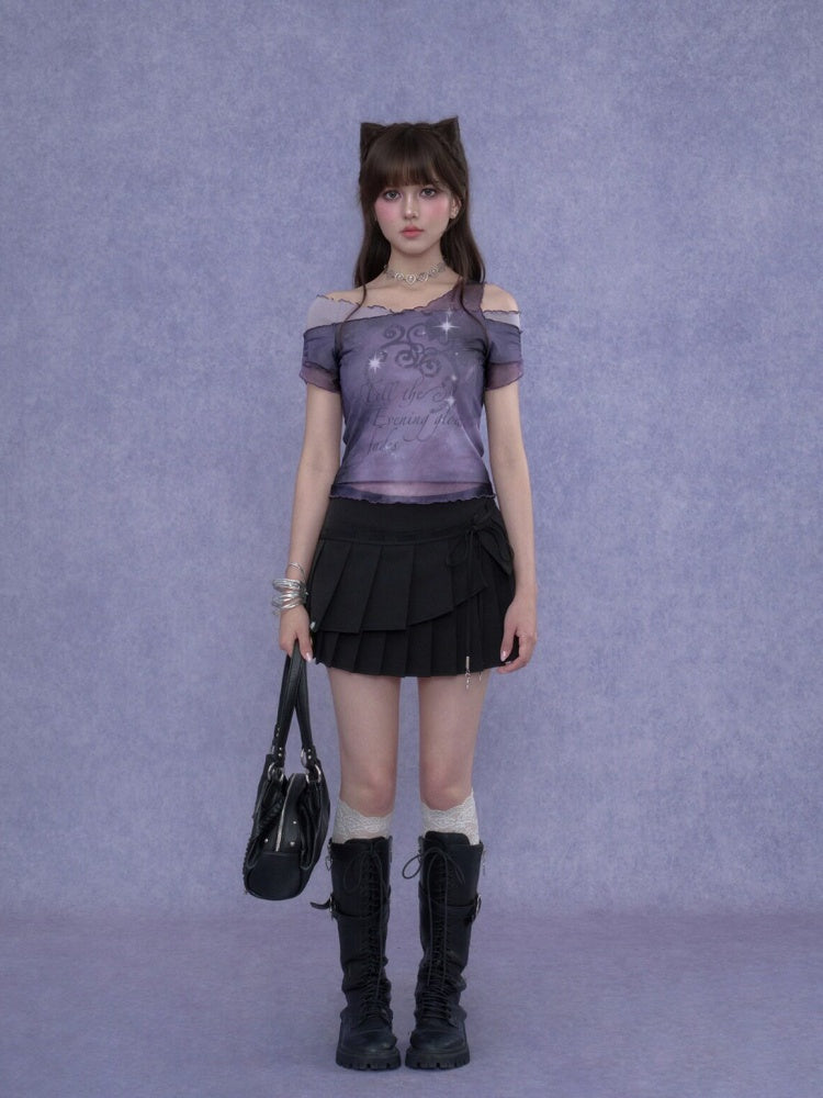 Double-Layer Lace-Up Pleated Skirt【s0000017102】