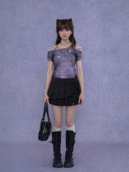 Double-Layer Lace-Up Pleated Skirt【s0000017102】