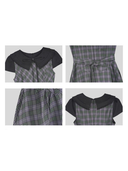 Grid Peter Pan Collar Dress【s0000017103】
