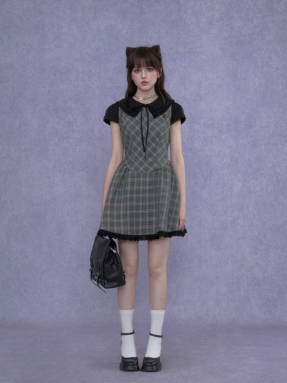 Grid Peter Pan Collar Dress【s0000017103】