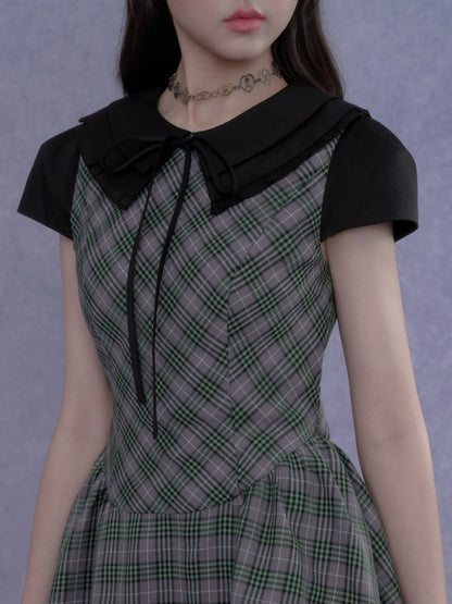 Grid Peter Pan Collar Dress【s0000017103】