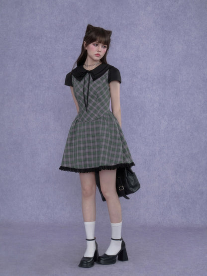 Grid Peter Pan Collar Dress【s0000017103】
