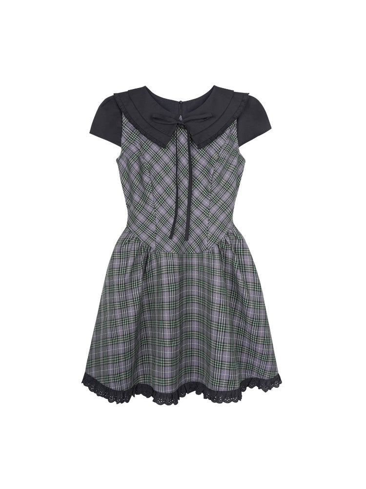 Grid Peter Pan Collar Dress【s0000017103】