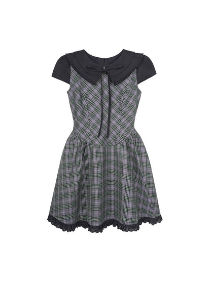 Grid Peter Pan Collar Dress【s0000017103】