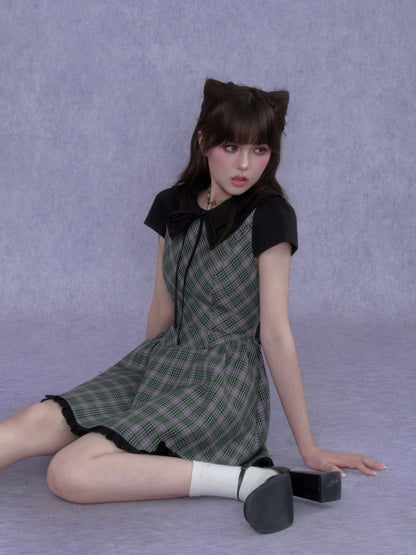Grid Peter Pan Collar Dress【s0000017103】