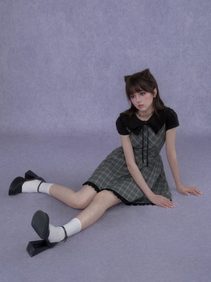 Grid Peter Pan Collar Dress【s0000017103】
