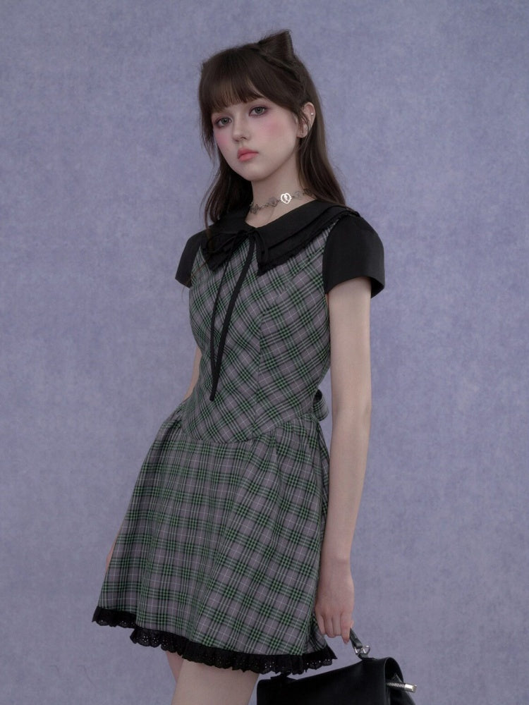 Grid Peter Pan Collar Dress【s0000017103】