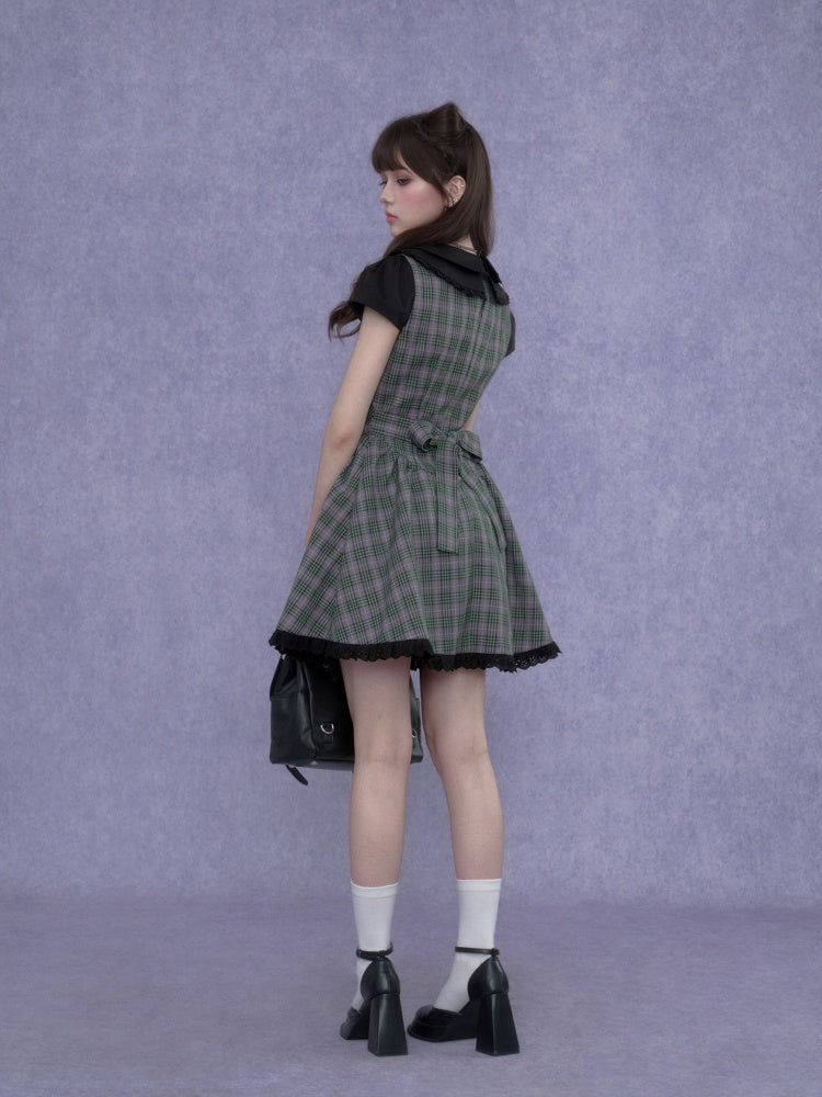Grid Peter Pan Collar Dress【s0000017103】