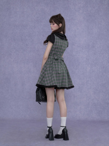 Grid Peter Pan Collar Dress【s0000017103】