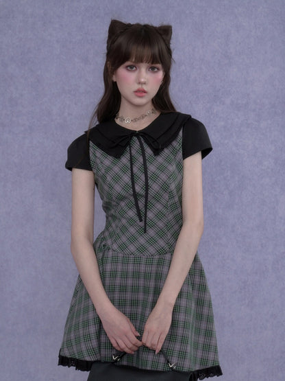 Grid Peter Pan Collar Dress【s0000017103】