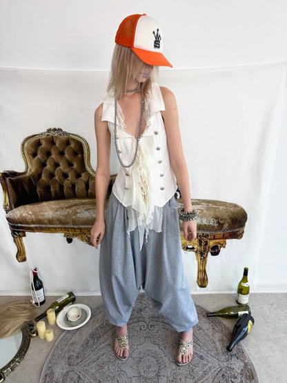 Patchwork Chiffon Jellyfish Ruffle Slim-Fit Vintage Suit Vest【s0000017165】