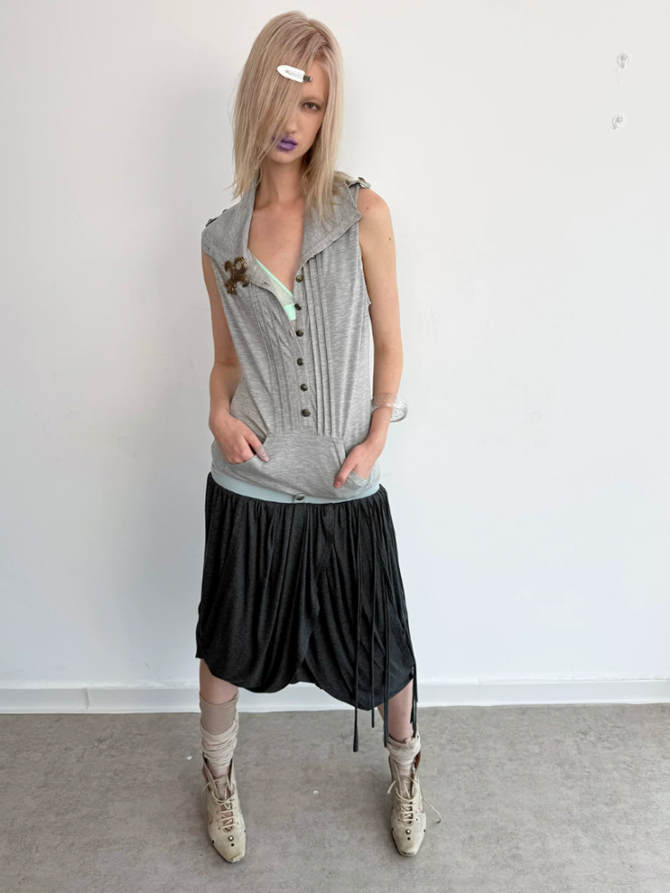 Low-Waist Wide-Pleated Waistband Knit Tassel Midi-Length Tulip Skirt【s0000017170】