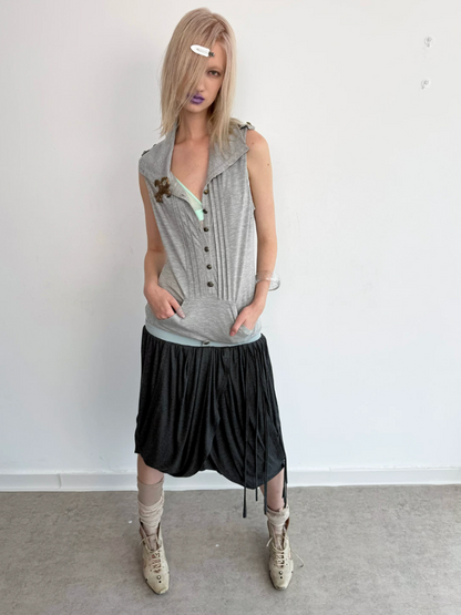Low-Waist Wide-Pleated Waistband Knit Tassel Midi-Length Tulip Skirt【s0000017170】