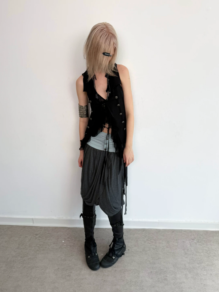 Low-Waist Wide-Pleated Waistband Knit Tassel Midi-Length Tulip Skirt【s0000017170】