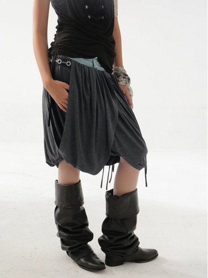 Low-Waist Wide-Pleated Waistband Knit Tassel Midi-Length Tulip Skirt【s0000017170】