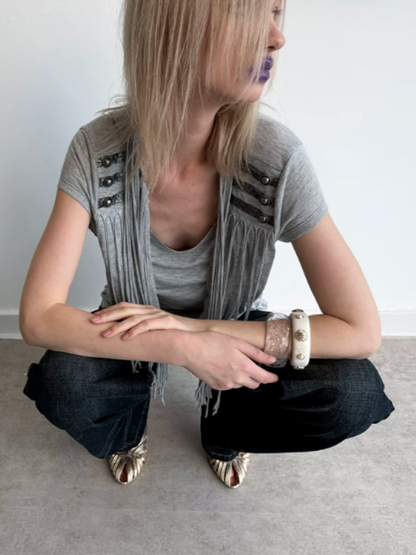 Double-Waist Sequin Embroidery Distressed Low-Rise Jeans【s0000017172】