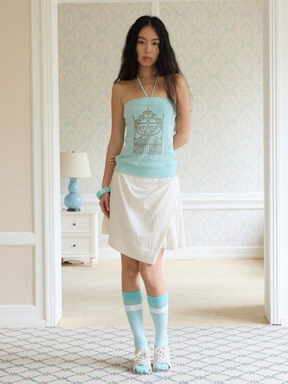 Tint Print Magic Gate Halter Neck Bandeau Mint Green【s0000017173】