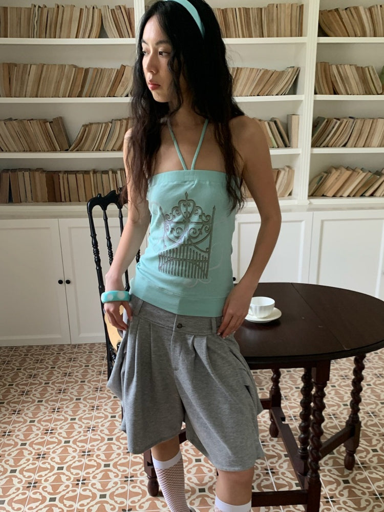 Tint Print Magic Gate Halter Neck Bandeau Mint Green【s0000017173】