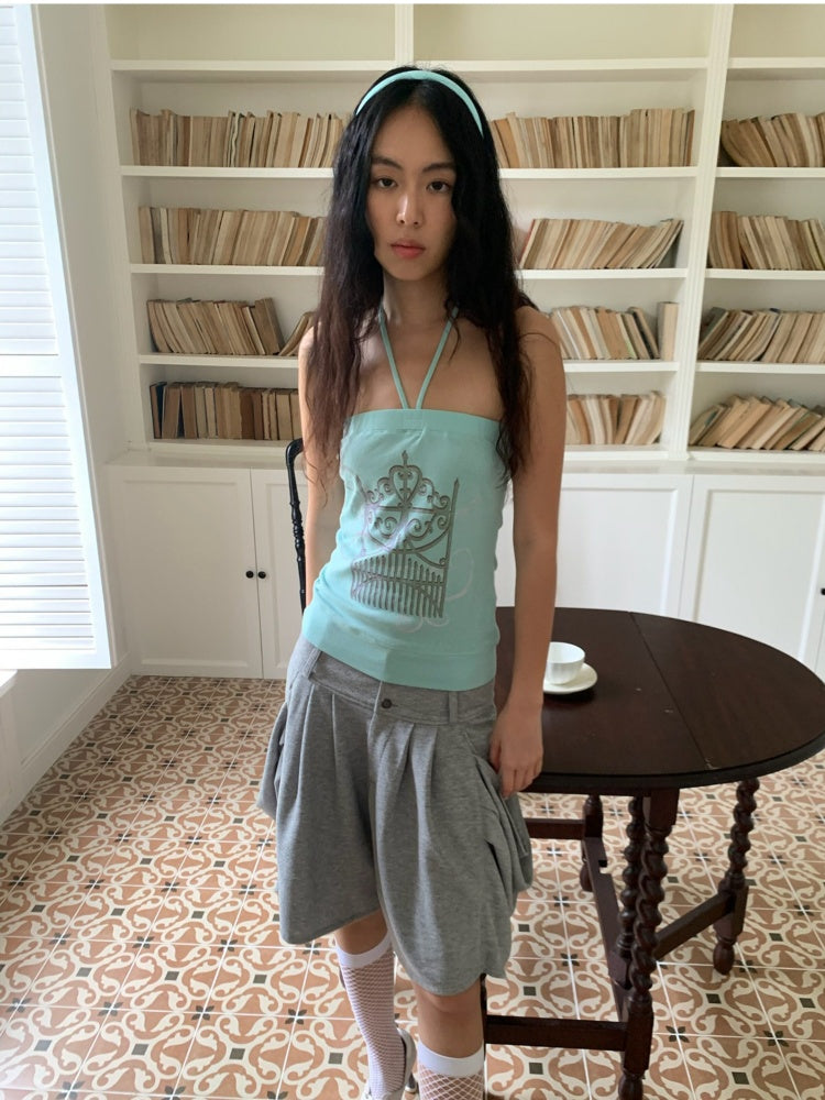 Tint Print Magic Gate Halter Neck Bandeau Mint Green【s0000017173】