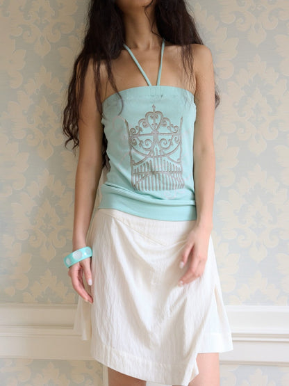 Tint Print Magic Gate Halter Neck Bandeau Mint Green【s0000017173】