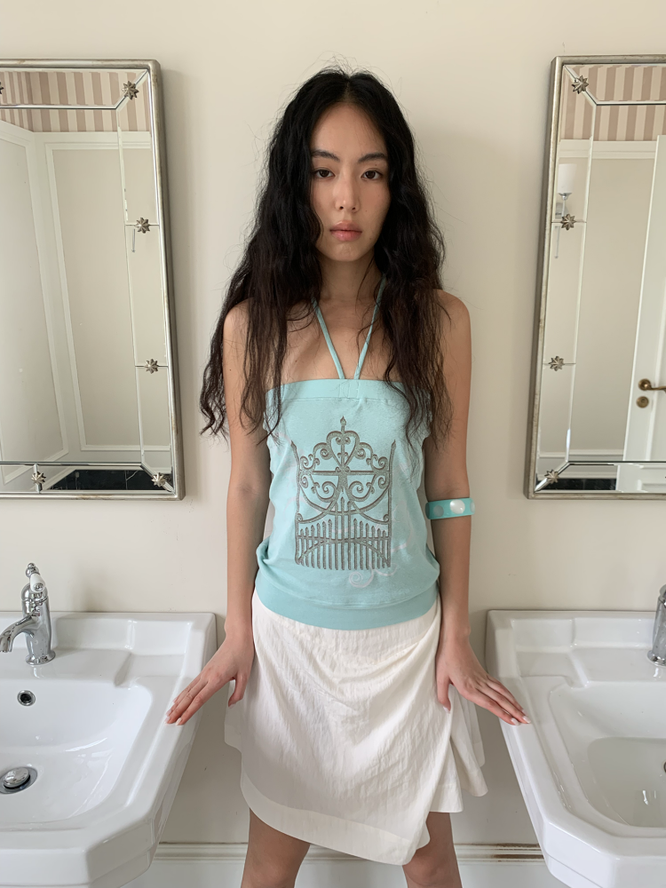 Tint Print Magic Gate Halter Neck Bandeau Mint Green【s0000017173】