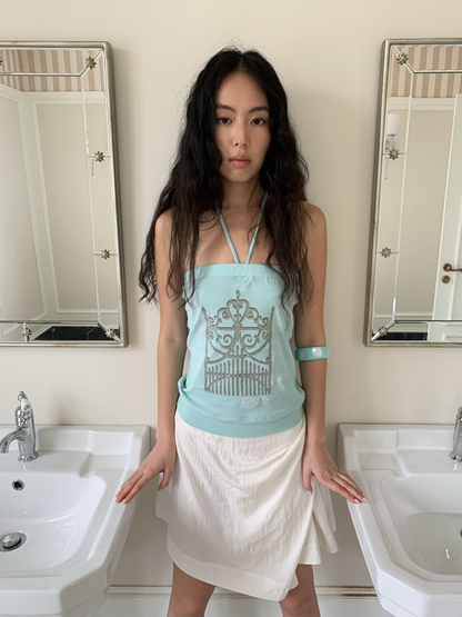 Tint Print Magic Gate Halter Neck Bandeau Mint Green【s0000017173】