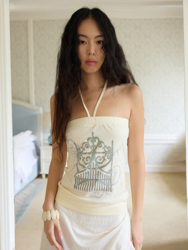 Tint Print Magic Gate Halter Neck Bandeau Milky Yellow【s0000017174】