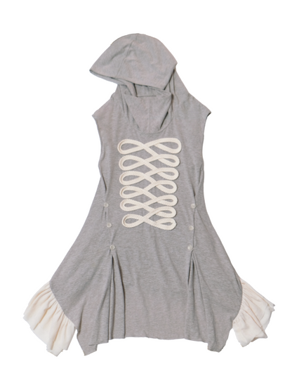 Irregular Hem Deconstructed Mesh Patchwork Webbing Hoodie【s0000017175】