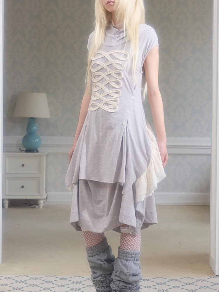 Irregular Hem Deconstructed Mesh Patchwork Webbing Hoodie【s0000017175】