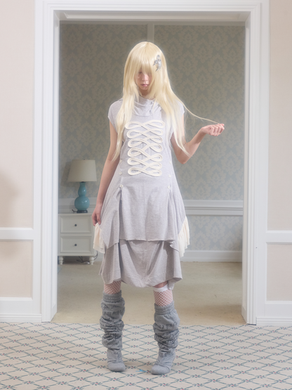 Irregular Hem Deconstructed Mesh Patchwork Webbing Hoodie【s0000017175】