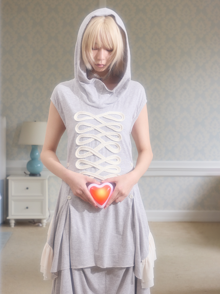 Irregular Hem Deconstructed Mesh Patchwork Webbing Hoodie【s0000017175】